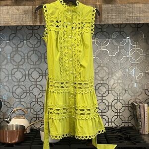 GORGEOUS ENTRO Lace Trimmed Pistachio green Dress NWT Size Small